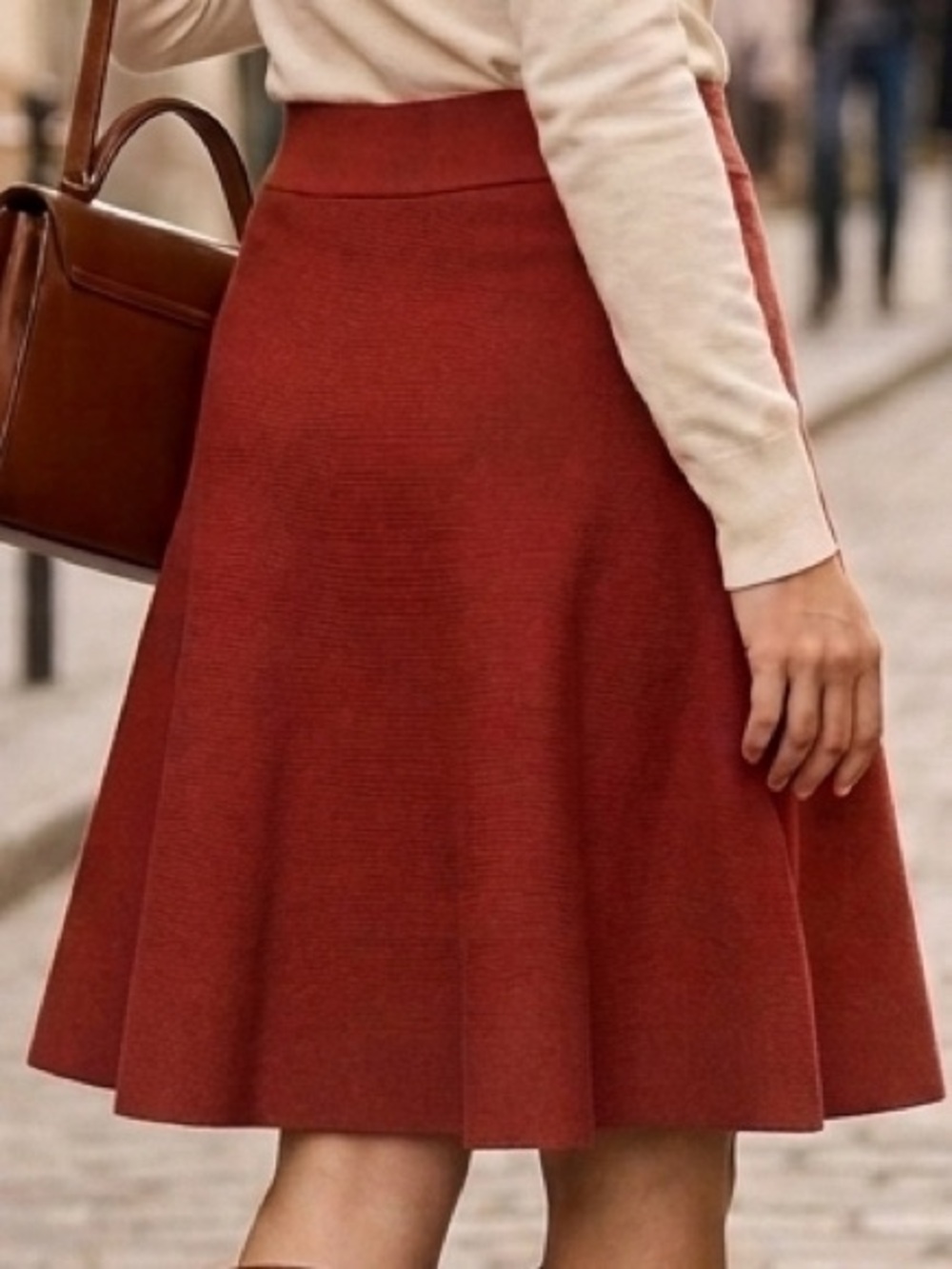Ann Taylor Skirt Crimson Rust Red A-Line pull-on knit NWT office business medium